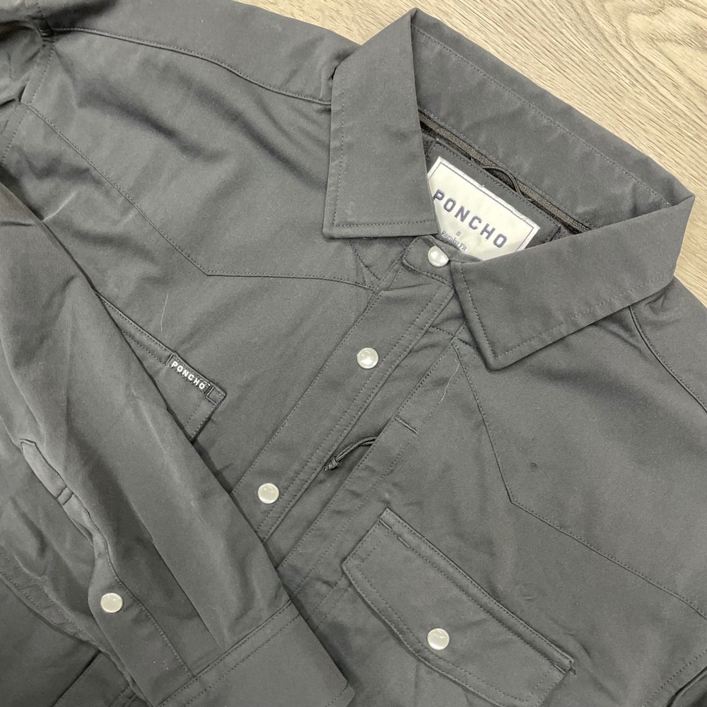 Poncho Western Pearl Snap Fishing Shirt Men Small Black Long Sleeve Outdoor